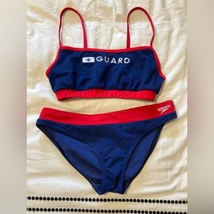 Speedo Lifeguard Thin Strap Bikini Top with Hipster Bottoms, Size M set